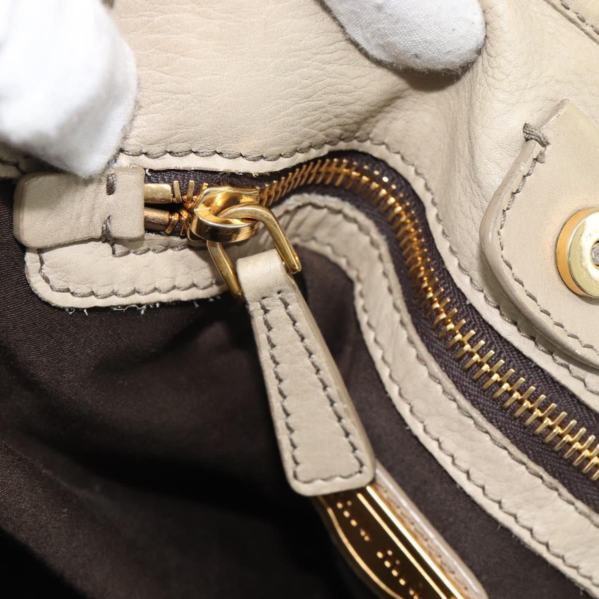 Miu Miu Hand Bag Leather 2way Beige Gold Auth 188974A