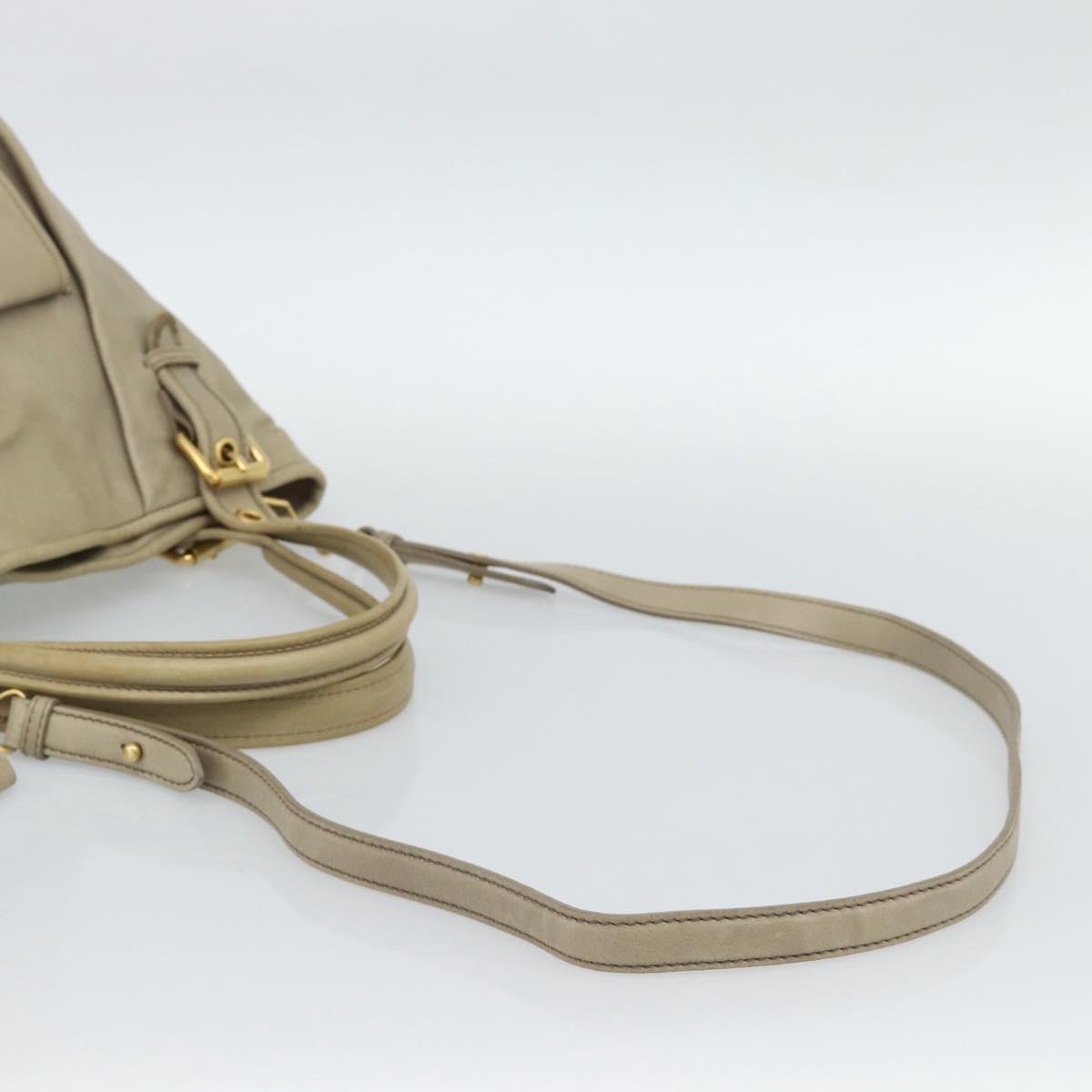Miu Miu Hand Bag Leather 2way Beige Gold Auth 188974A