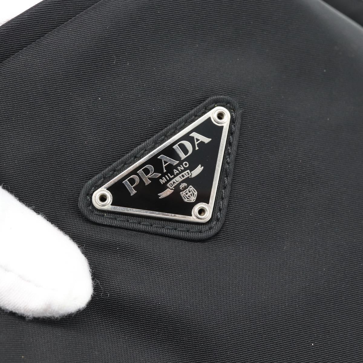 PRADA Tote Bag Nylon Black Silver Auth 188976A
