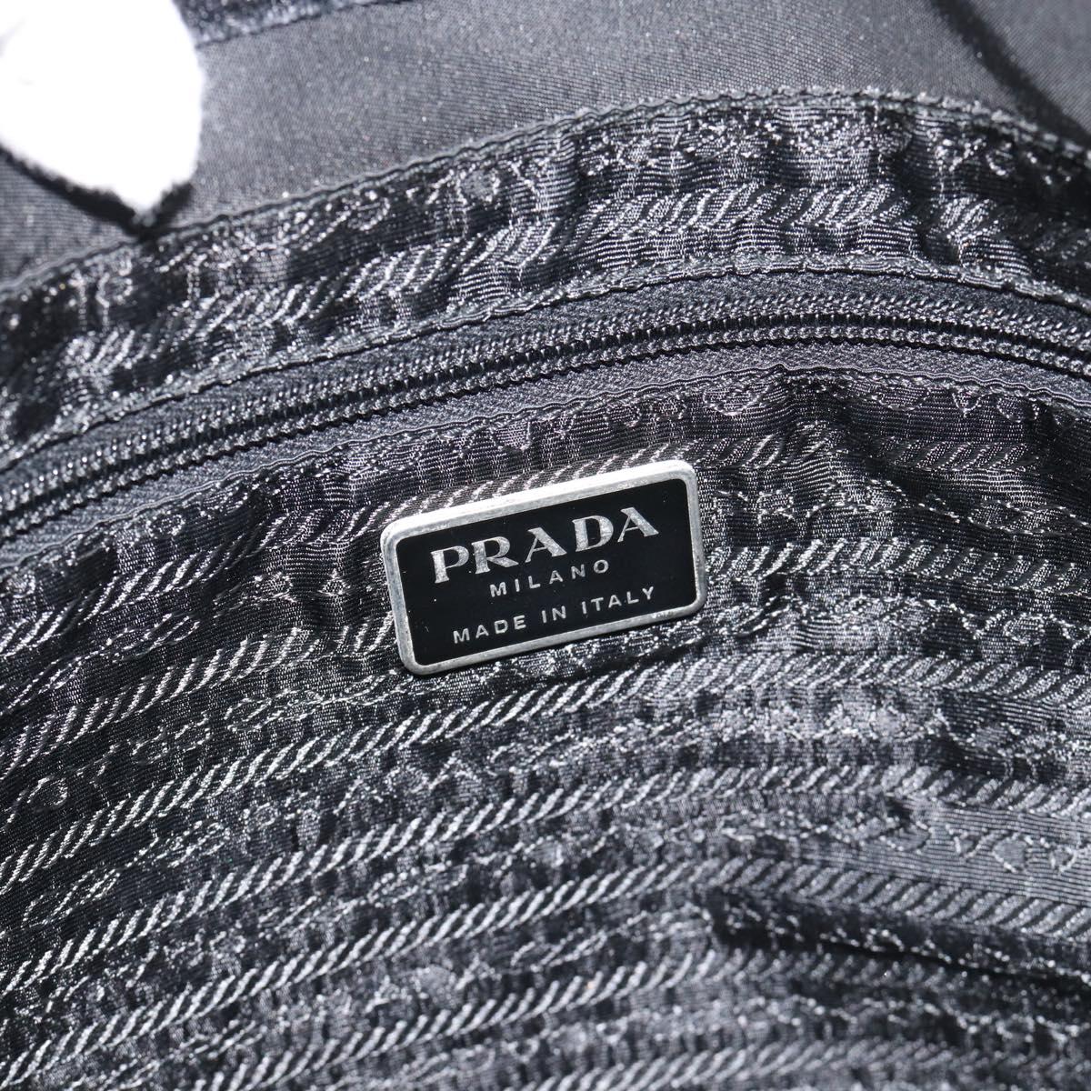 PRADA Tote Bag Nylon Black Silver Auth 188976A