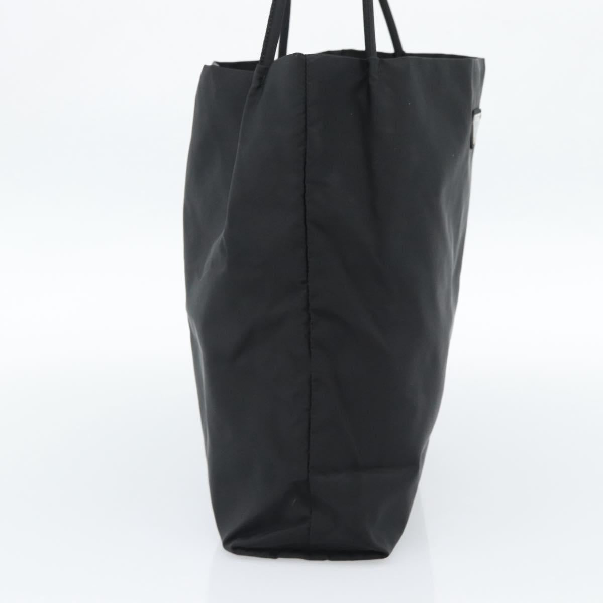 PRADA Tote Bag Nylon Black Silver Auth 188976A