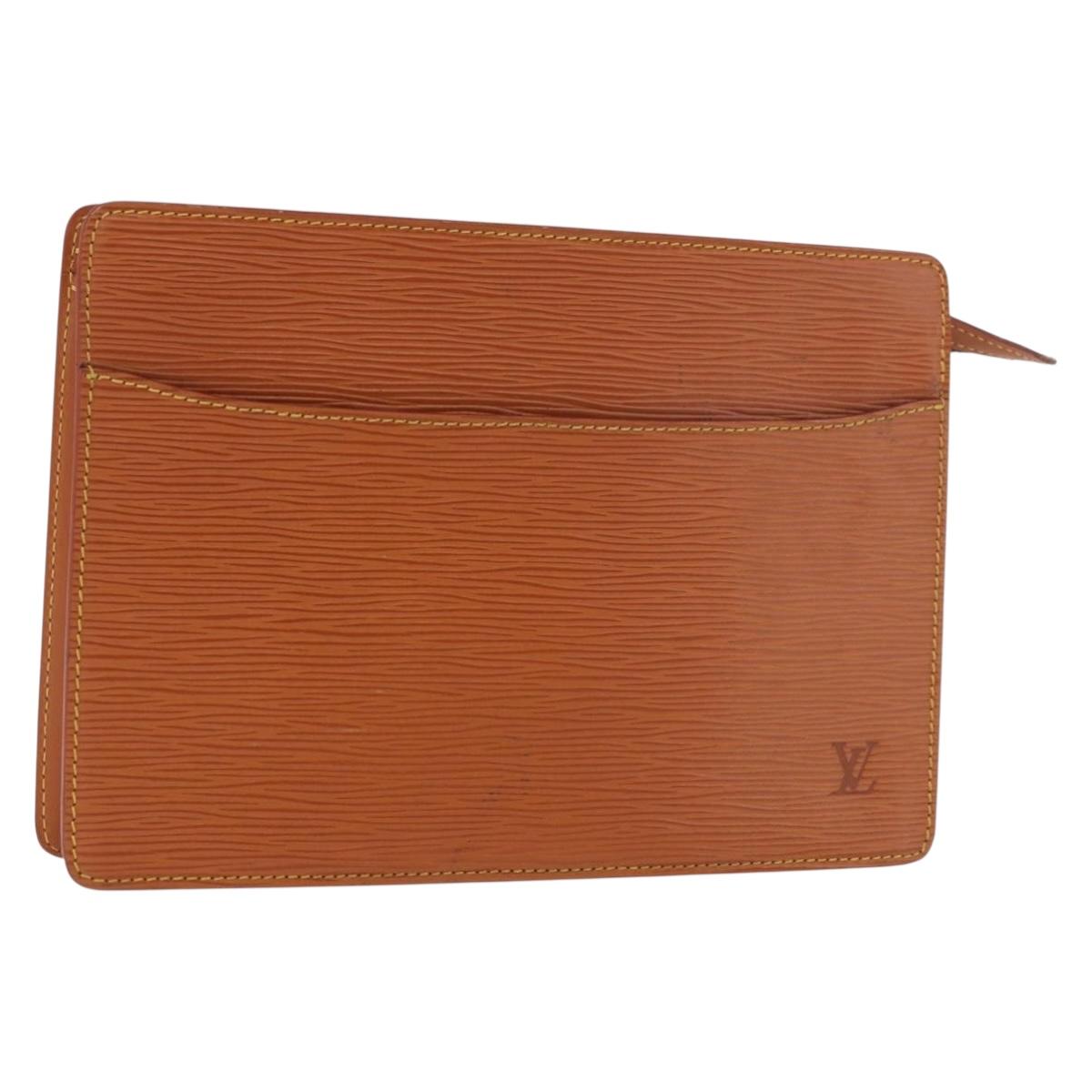 LOUIS VUITTON Epi Pochette Homme Bag Brown Zipangu Gold M52528 LV Auth 188977