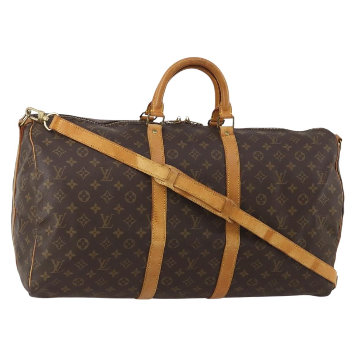 LOUIS VUITTON Monogram Keepall Bandouliere 55 Boston Bag M41414 LV Auth 188978
