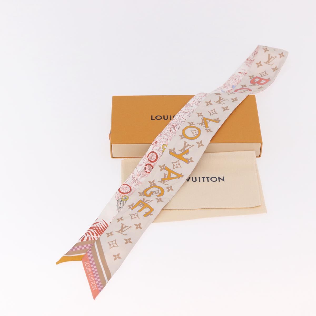 LOUIS VUITTON Bando BB Bon Voyage Scarf Silk Beige M96392 LV Auth 188982M