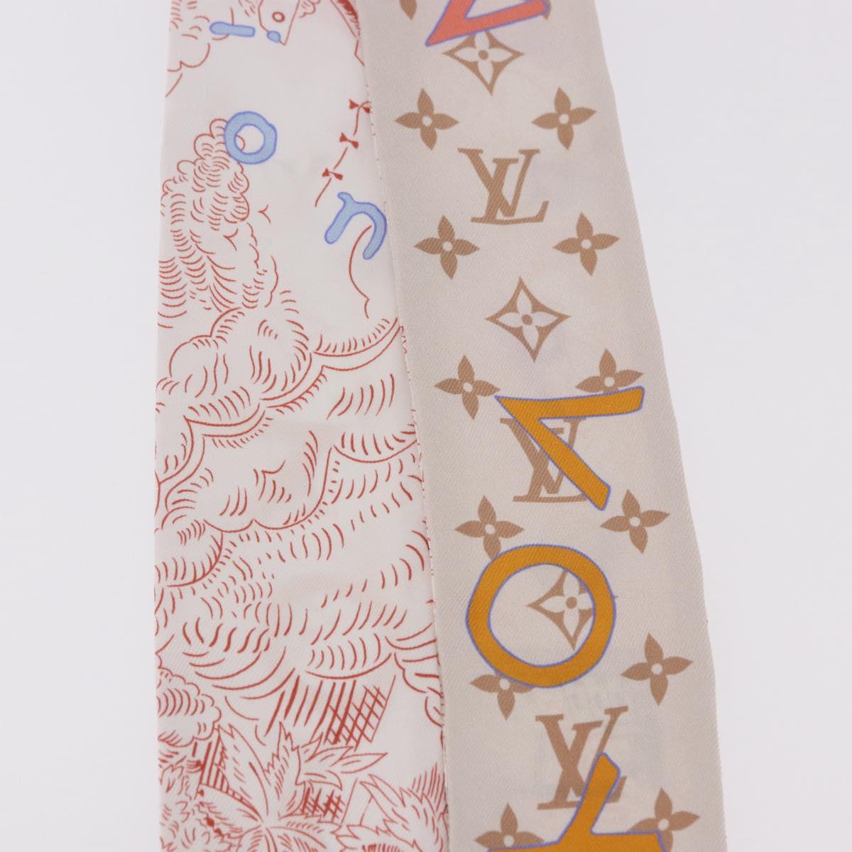 LOUIS VUITTON Bando BB Bon Voyage Scarf Silk Beige M96392 LV Auth 188982M
