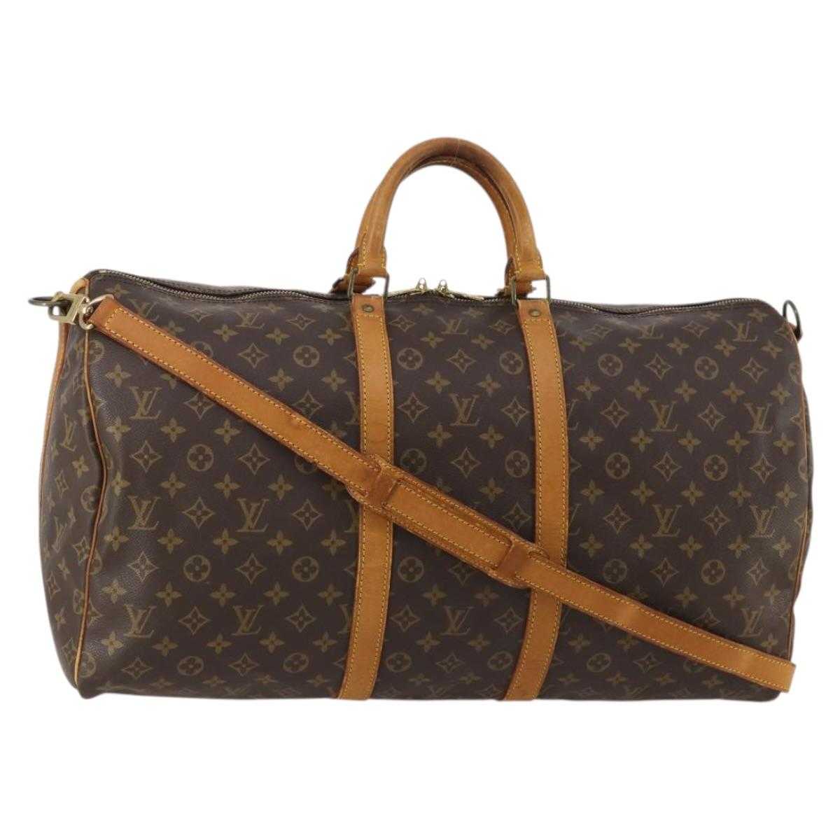 LOUIS VUITTON Monogram Keepall Bandouliere 55 Boston Bag M41414 LV Auth 188987