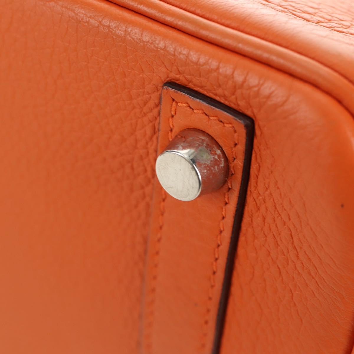 HERMES Birkin 30 Hand Bag Taurillon Clemence Leather Orange Silver Auth 188988SM