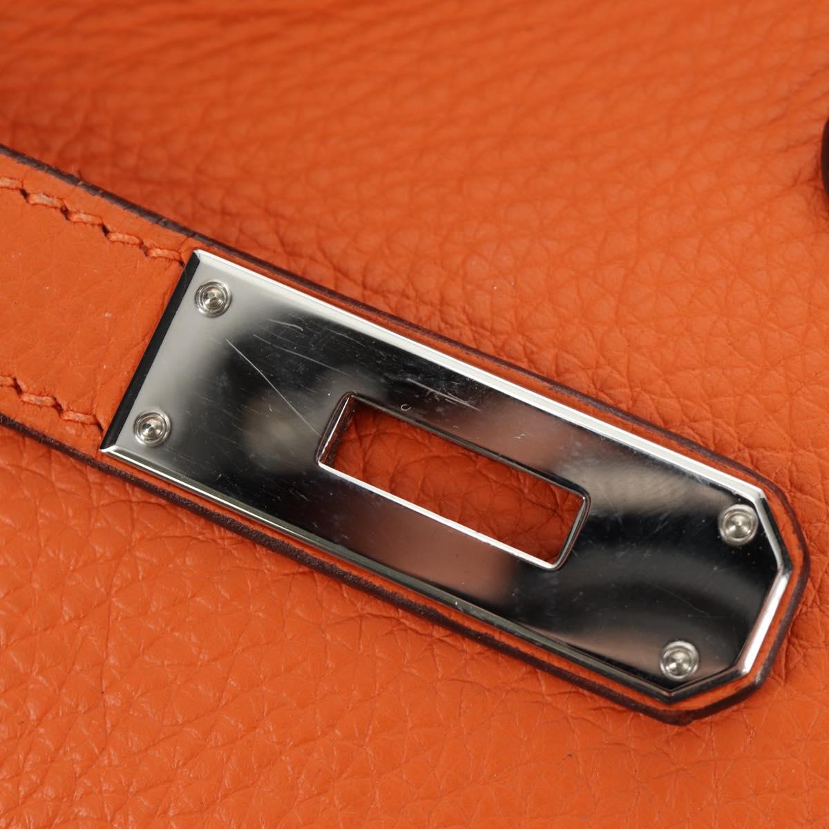 HERMES Birkin 30 Hand Bag Taurillon Clemence Leather Orange Silver Auth 188988SM