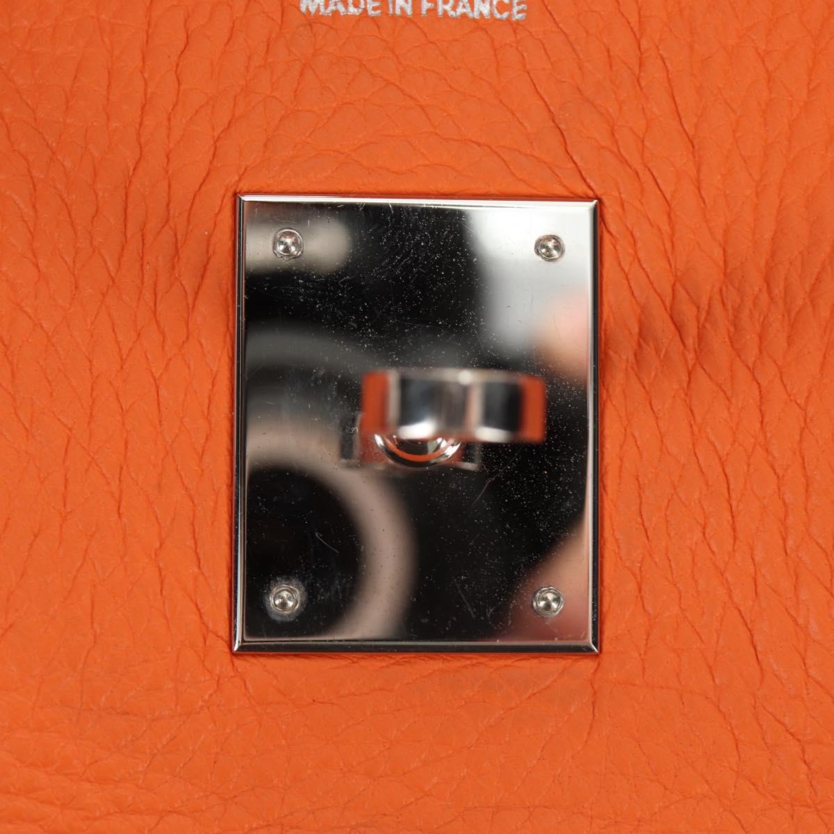 HERMES Birkin 30 Hand Bag Taurillon Clemence Leather Orange Silver Auth 188988SM