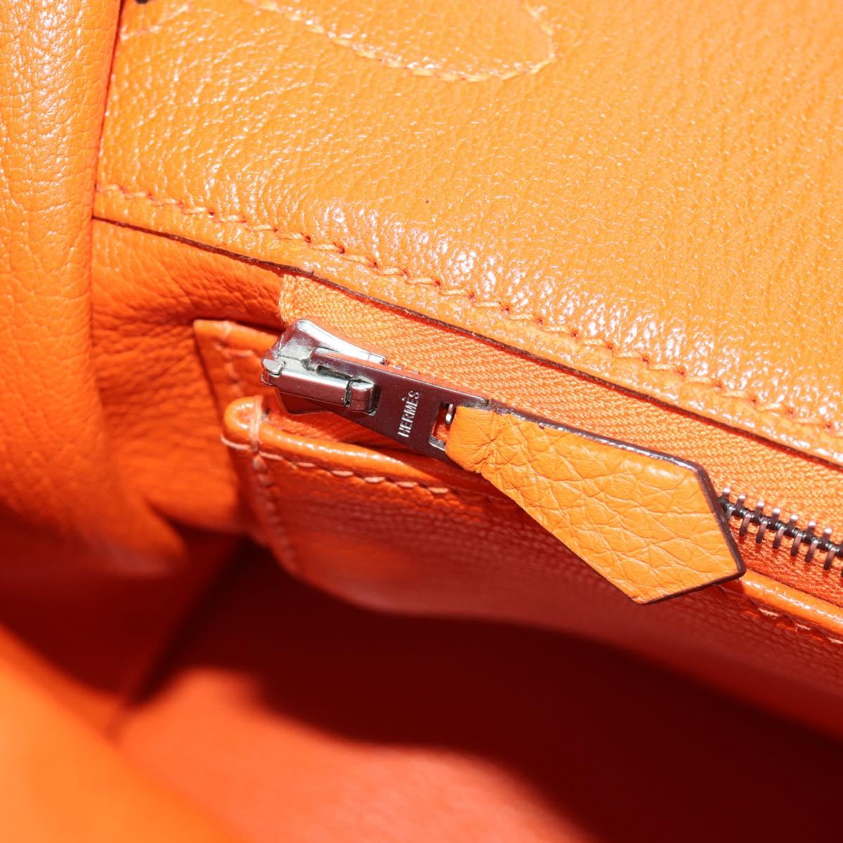HERMES Birkin 30 Hand Bag Taurillon Clemence Leather Orange Silver Auth 188988SM