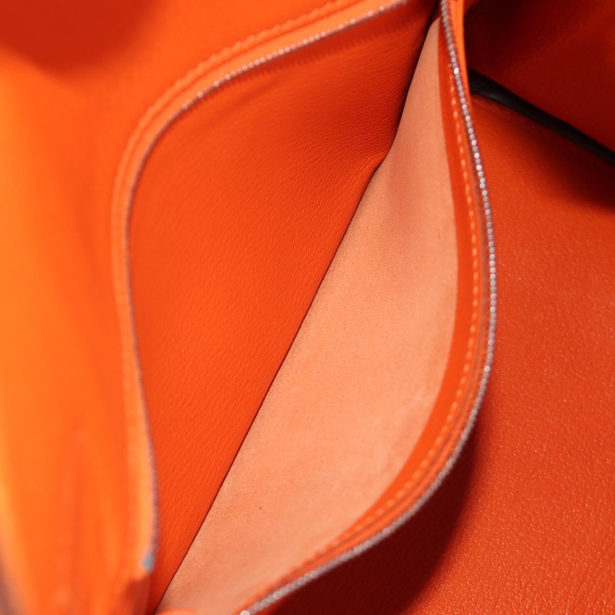 HERMES Birkin 30 Hand Bag Taurillon Clemence Leather Orange Silver Auth 188988SM