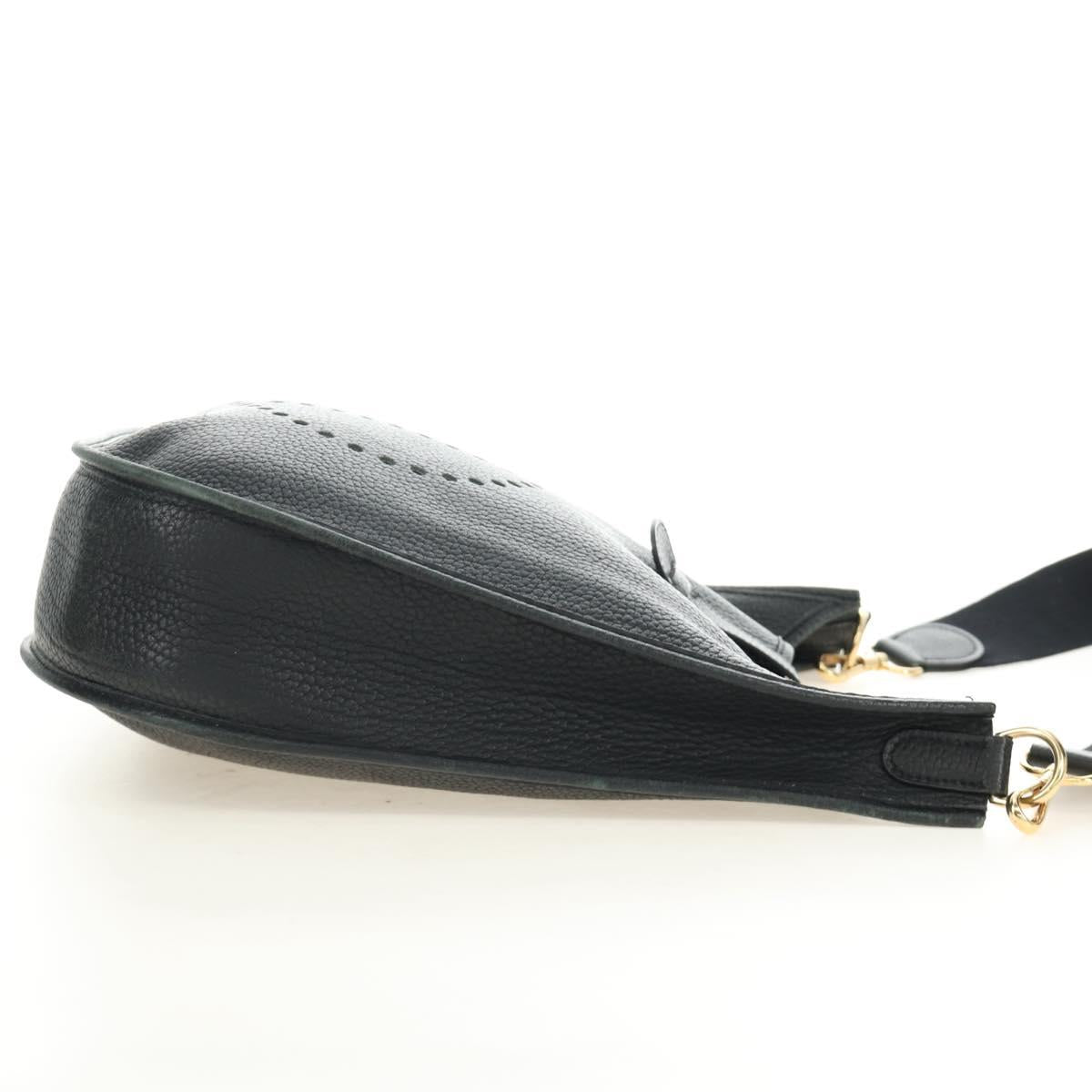 HERMES Evelyn 1 GM Bag Taurillon Leather Black Gold Auth 188991M