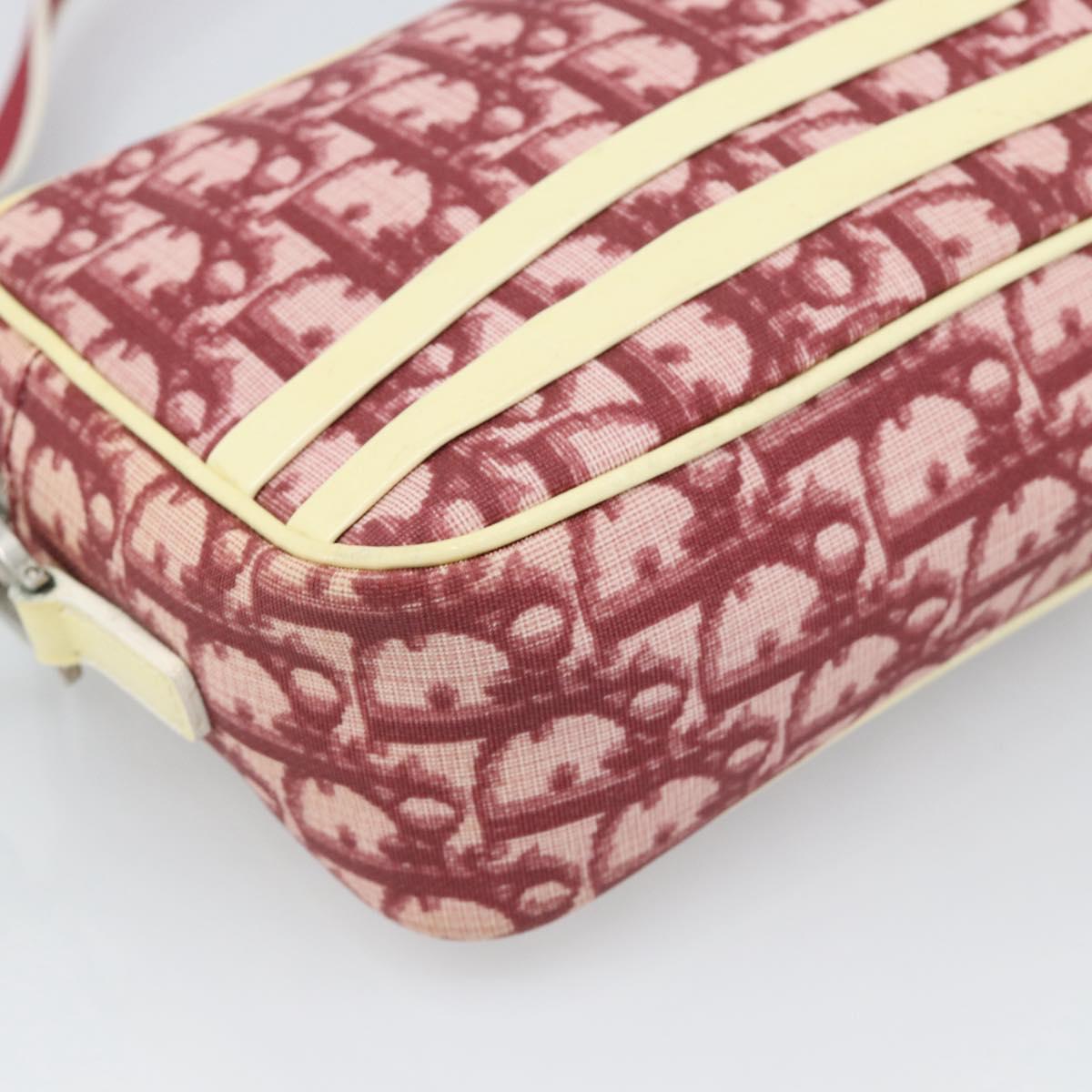 Christian Dior Trotter Canvas Shoulder Bag PVC Red Silver Auth 188995A