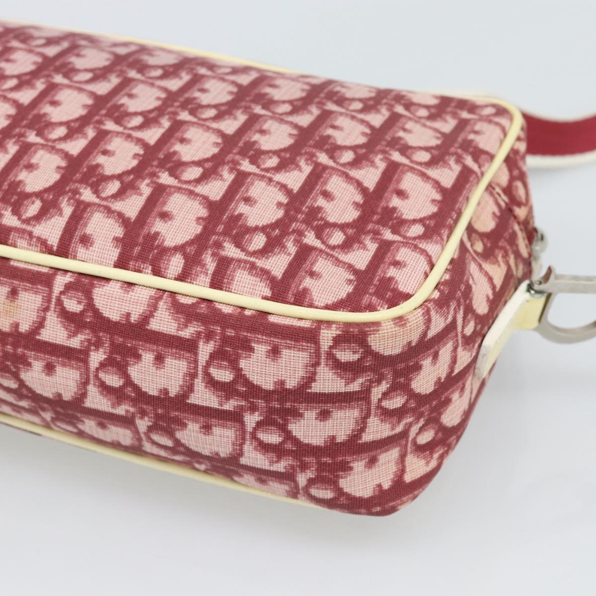 Christian Dior Trotter Canvas Shoulder Bag PVC Red Silver Auth 188995A
