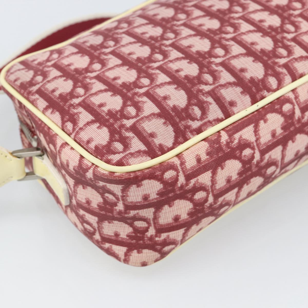 Christian Dior Trotter Canvas Shoulder Bag PVC Red Silver Auth 188995A
