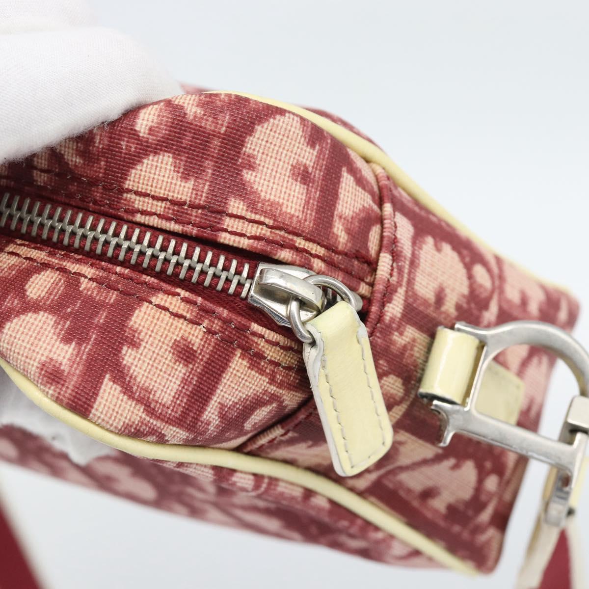 Christian Dior Trotter Canvas Shoulder Bag PVC Red Silver Auth 188995A