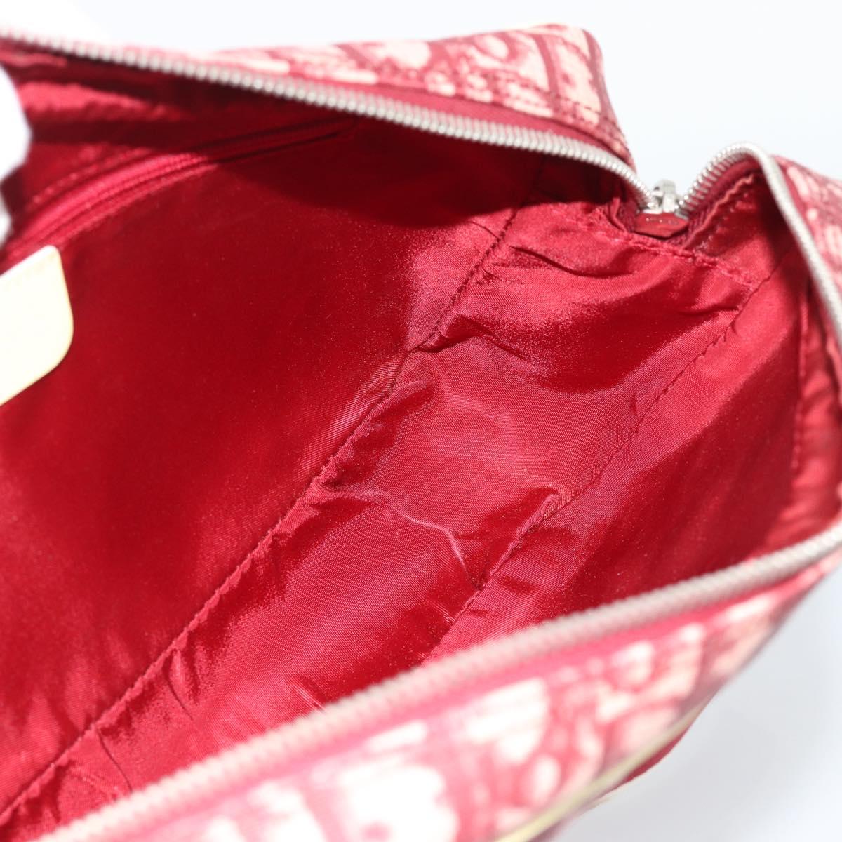 Christian Dior Trotter Canvas Shoulder Bag PVC Red Silver Auth 188995A