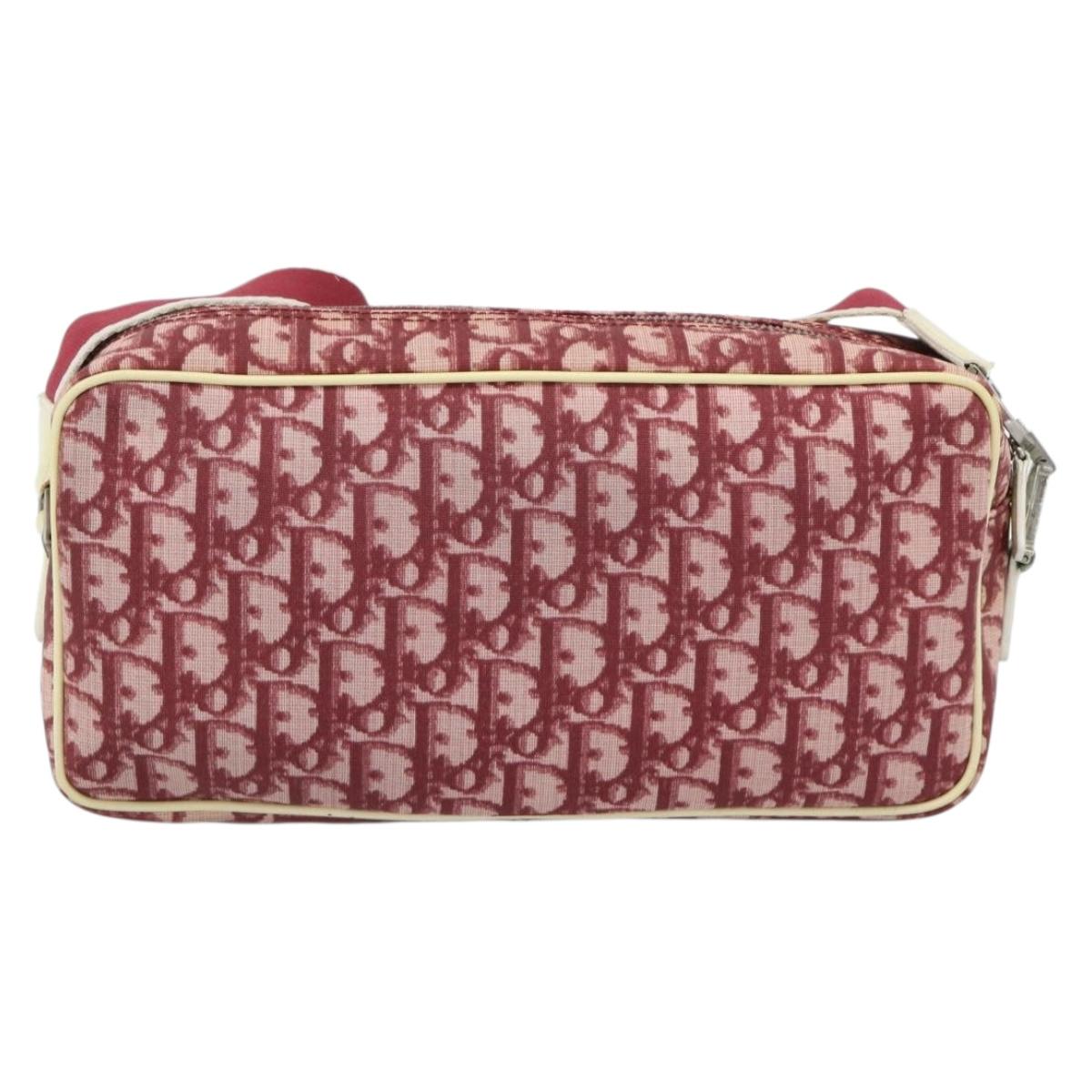 Christian Dior Trotter Canvas Shoulder Bag PVC Red Silver Auth 188995A