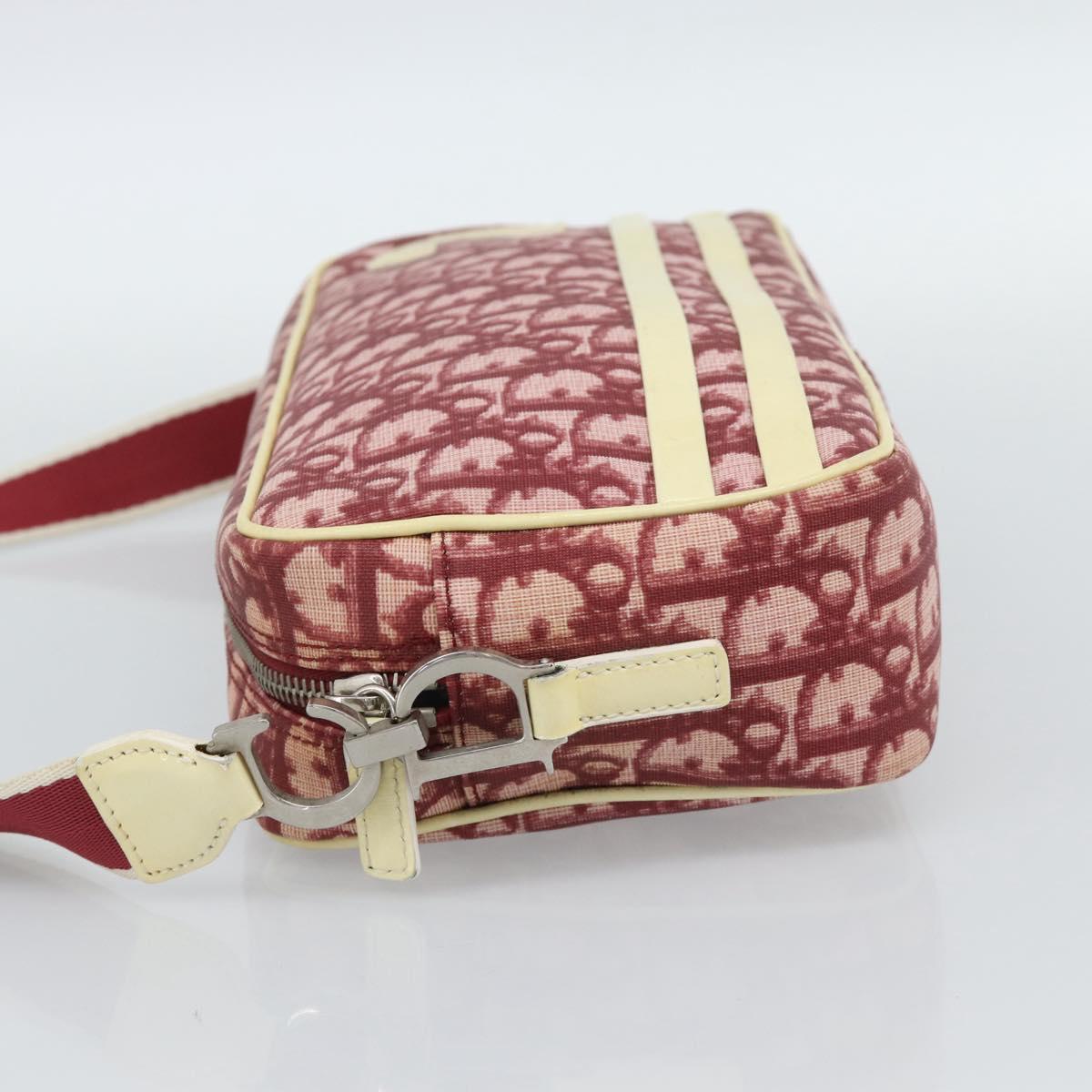 Christian Dior Trotter Canvas Shoulder Bag PVC Red Silver Auth 188995A