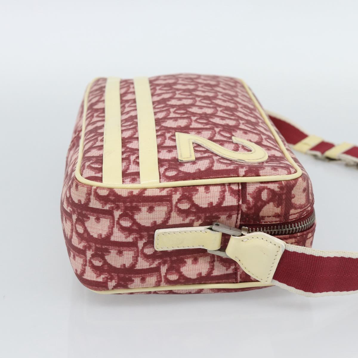 Christian Dior Trotter Canvas Shoulder Bag PVC Red Silver Auth 188995A