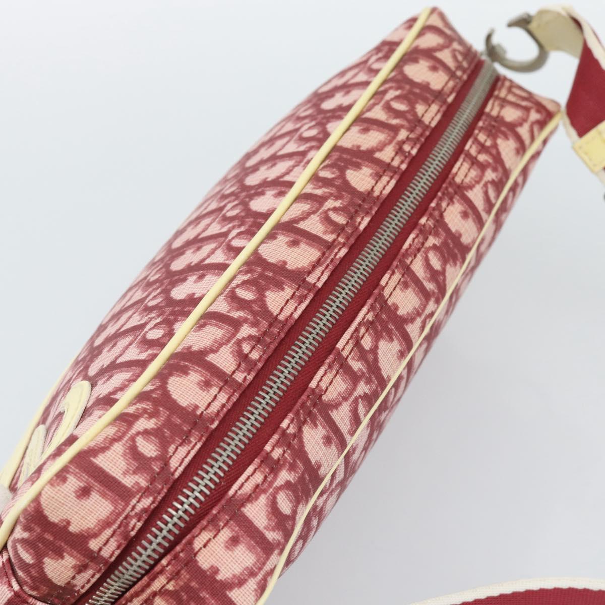 Christian Dior Trotter Canvas Shoulder Bag PVC Red Silver Auth 188995A