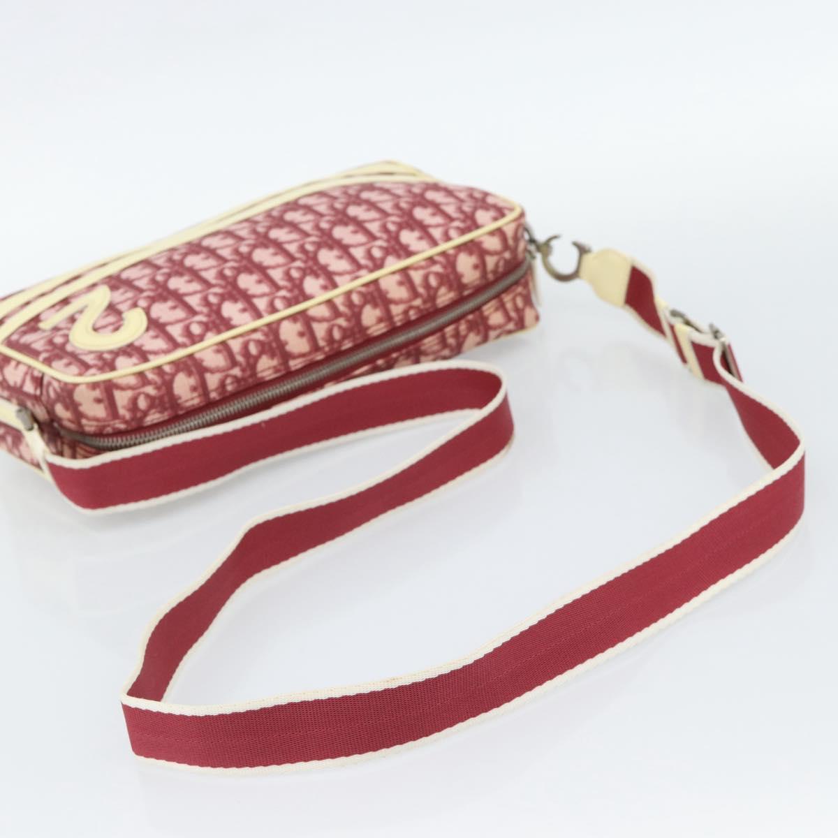 Christian Dior Trotter Canvas Shoulder Bag PVC Red Silver Auth 188995A