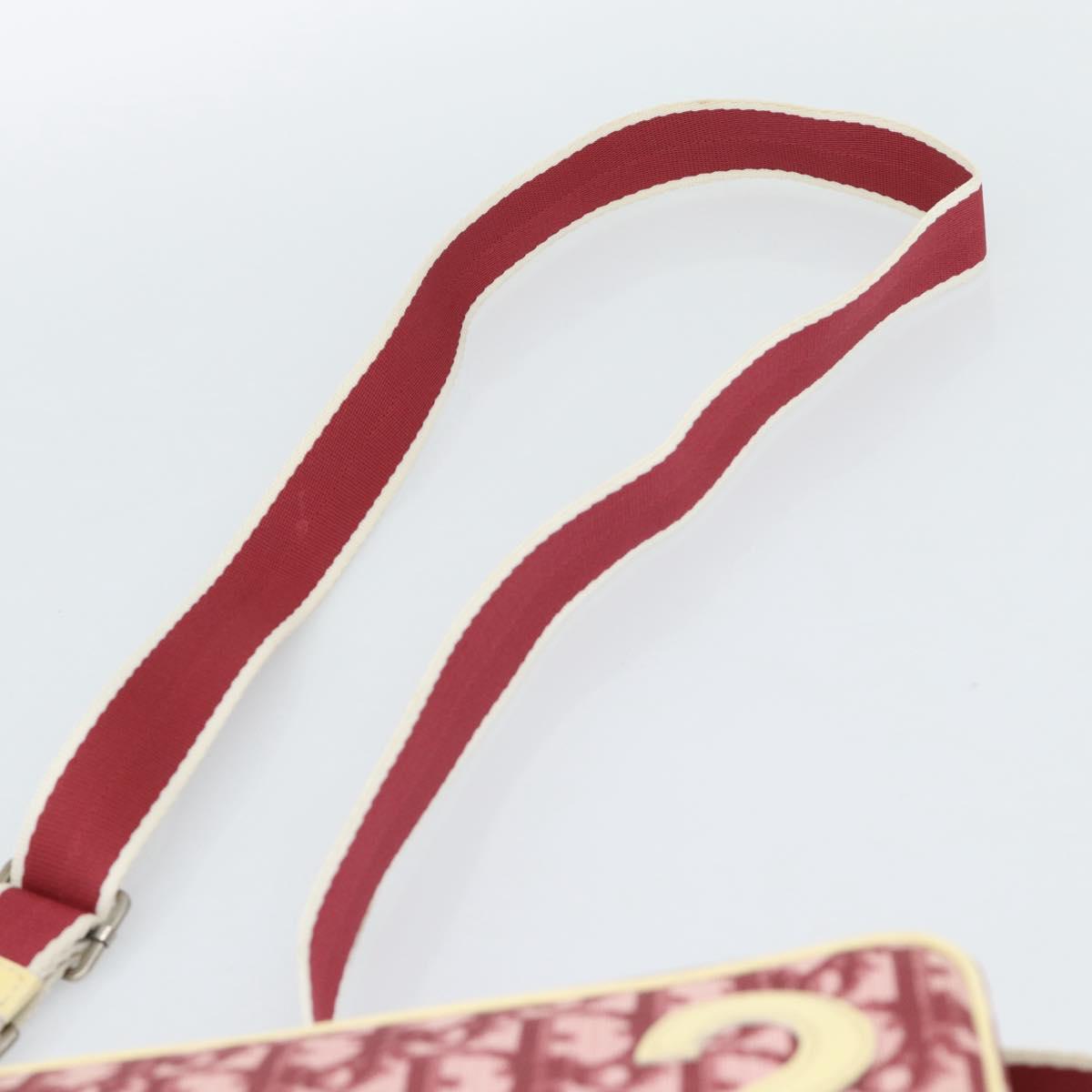 Christian Dior Trotter Canvas Shoulder Bag PVC Red Silver Auth 188995A