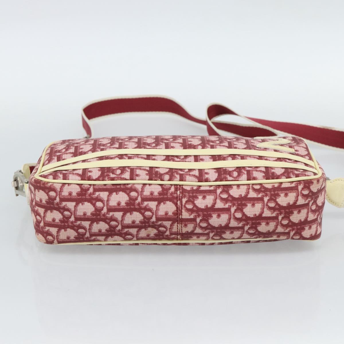 Christian Dior Trotter Canvas Shoulder Bag PVC Red Silver Auth 188995A