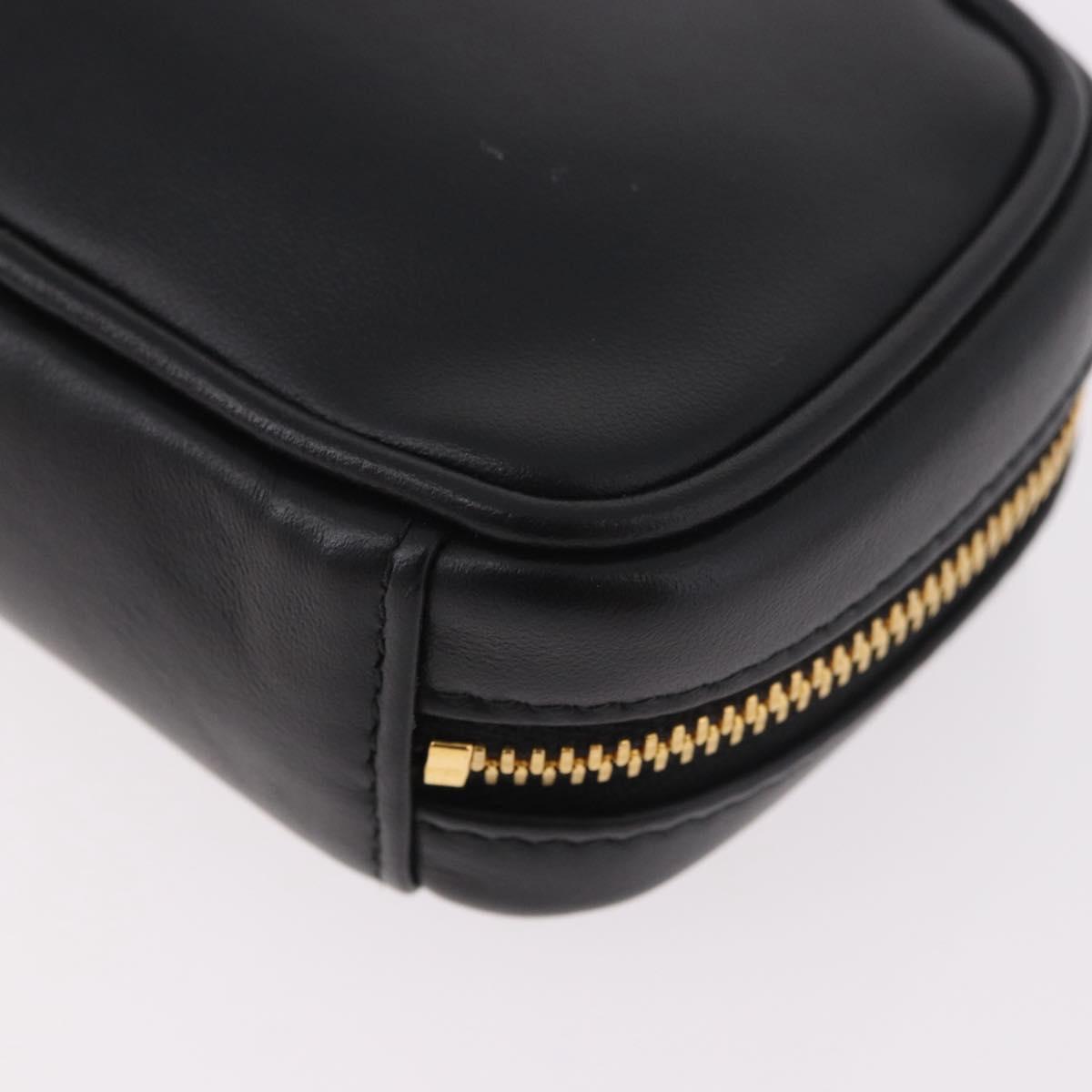 Miu Miu Matelasse Pouch Bag Charm Leather Black Gold Auth 188997M
