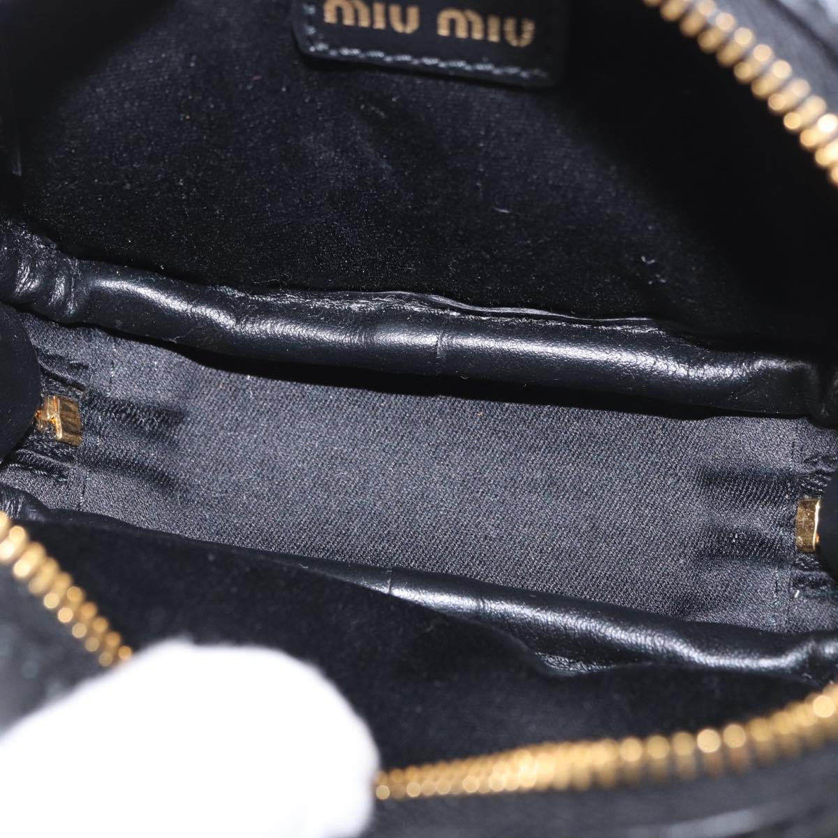 Miu Miu Matelasse Pouch Bag Charm Leather Black Gold Auth 188997M