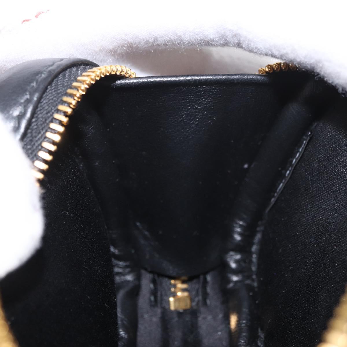 Miu Miu Matelasse Pouch Bag Charm Leather Black Gold Auth 188997M