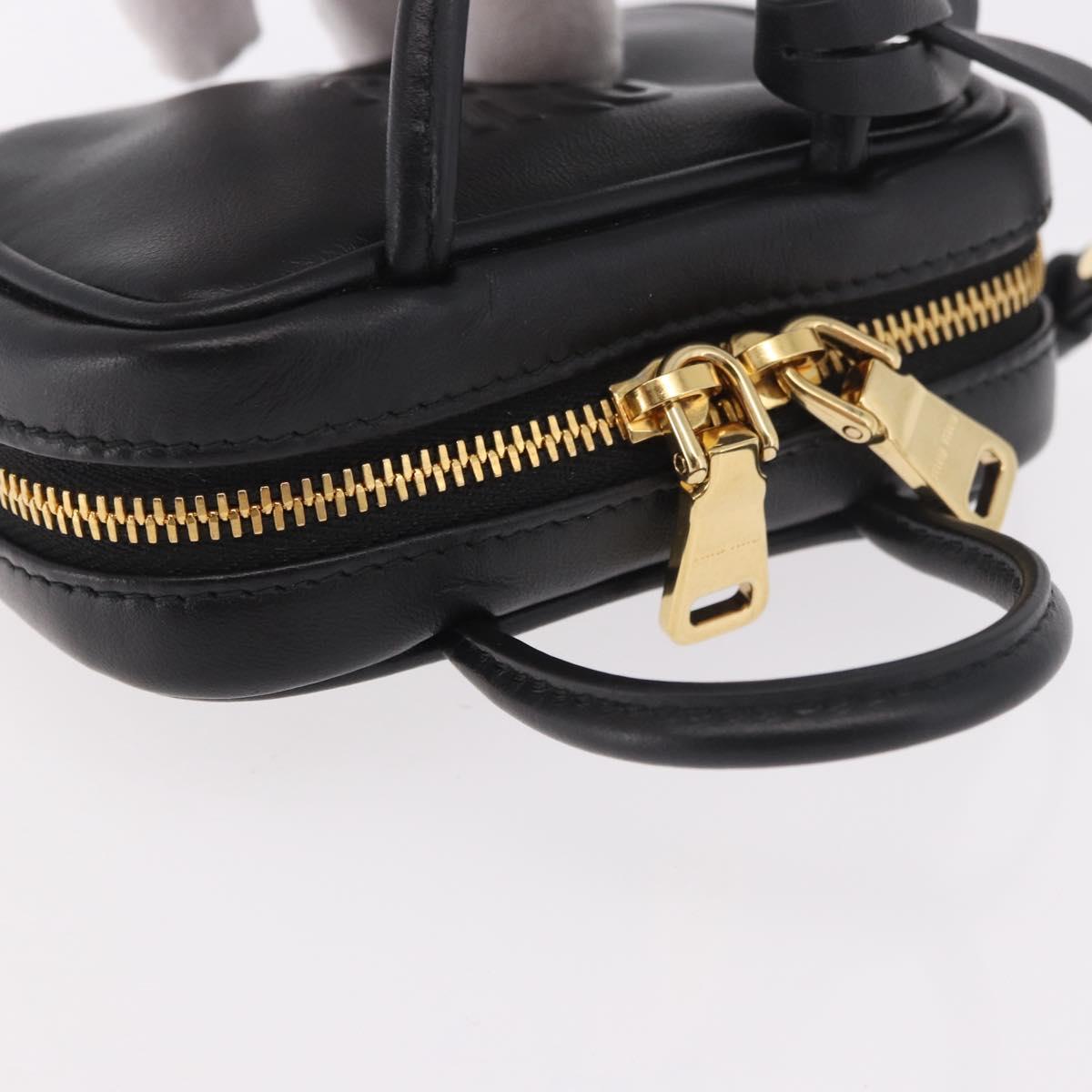 Miu Miu Matelasse Pouch Bag Charm Leather Black Gold Auth 188997M