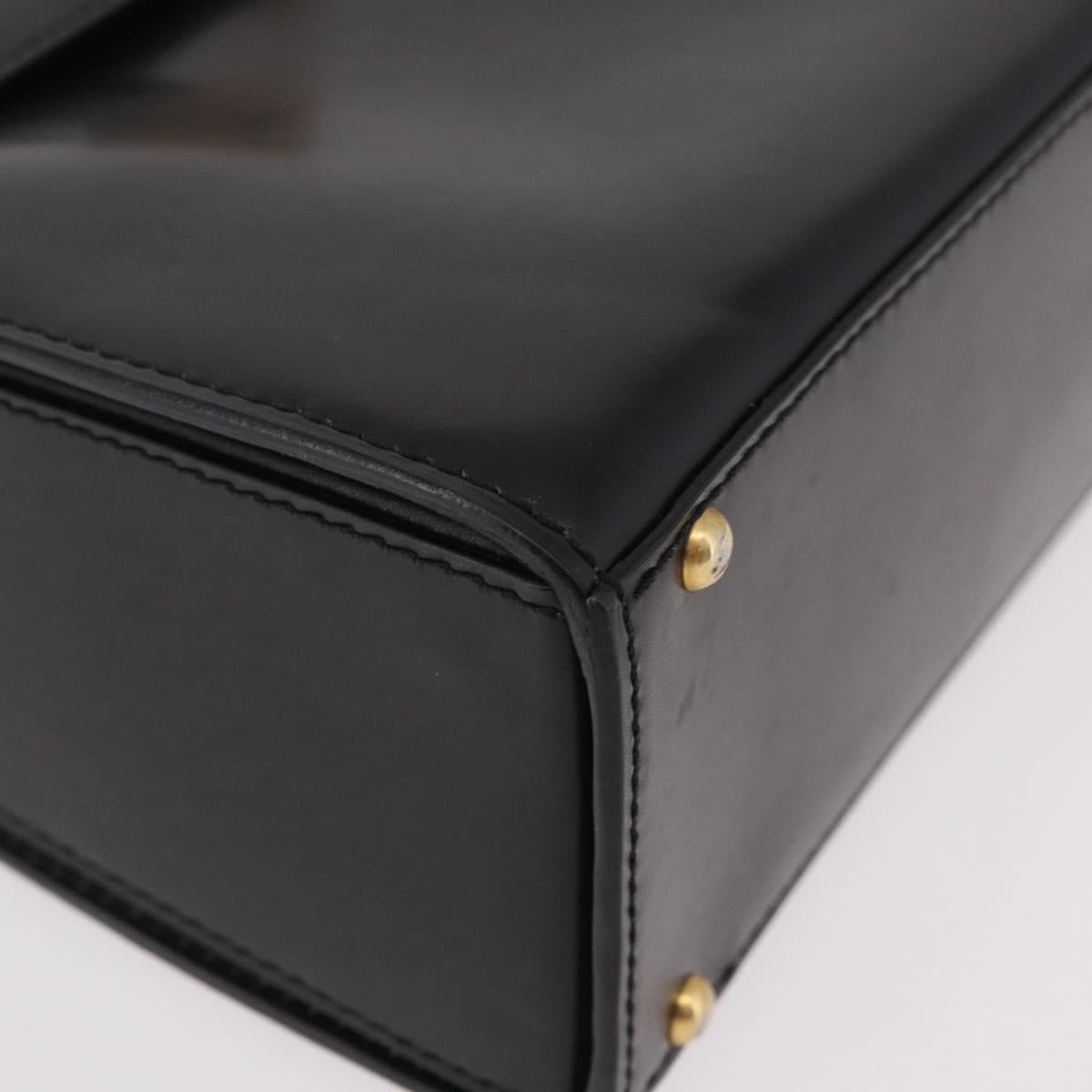 CELINE Hand Bag Leather Black Gold Auth 188999A
