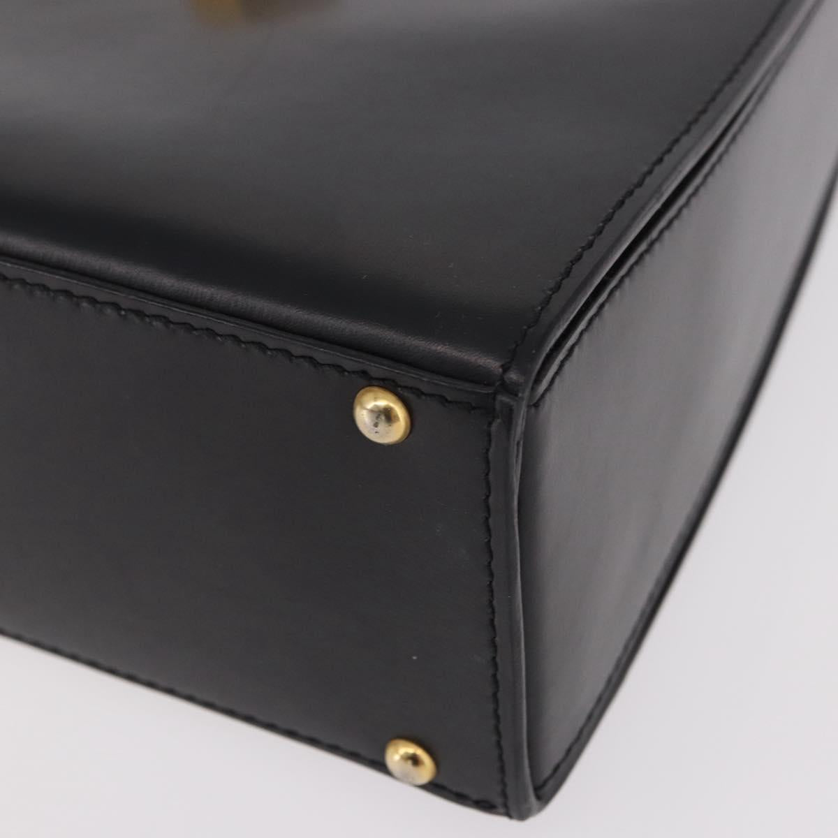 CELINE Hand Bag Leather Black Gold Auth 188999A