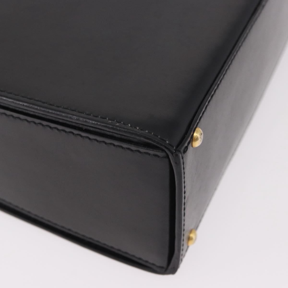CELINE Hand Bag Leather Black Gold Auth 188999A