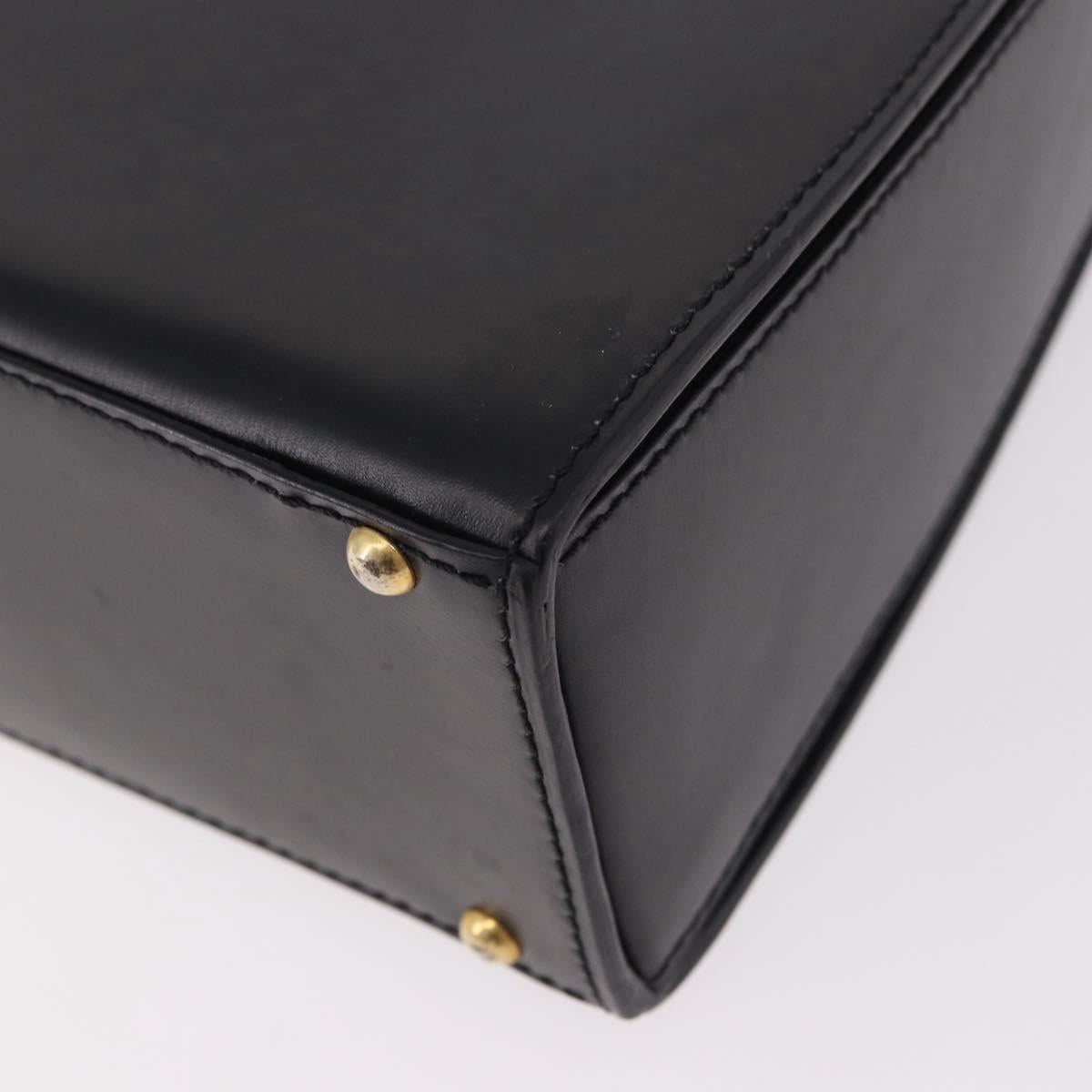CELINE Hand Bag Leather Black Gold Auth 188999A