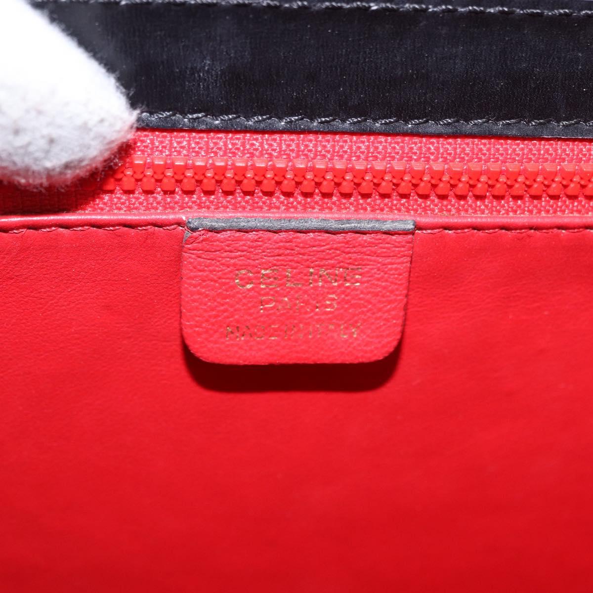 CELINE Hand Bag Leather Black Gold Auth 188999A
