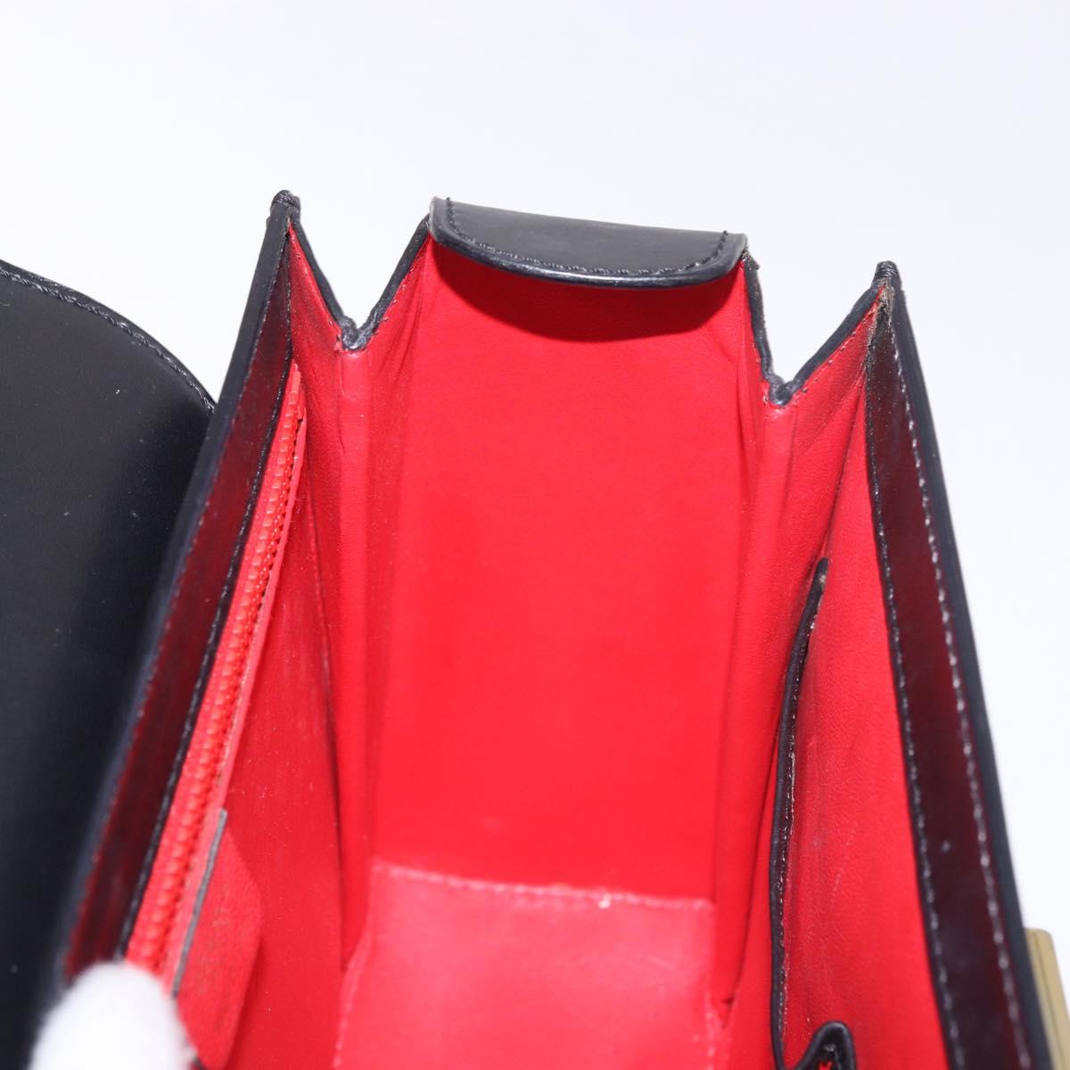 CELINE Hand Bag Leather Black Gold Auth 188999A
