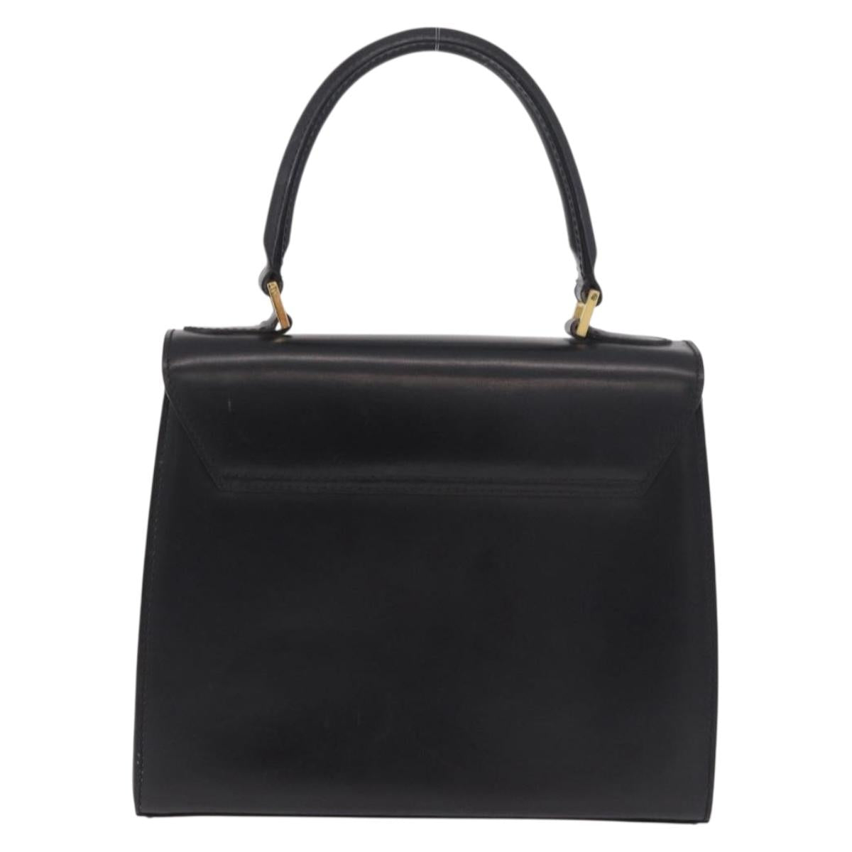 CELINE Hand Bag Leather Black Gold Auth 188999A