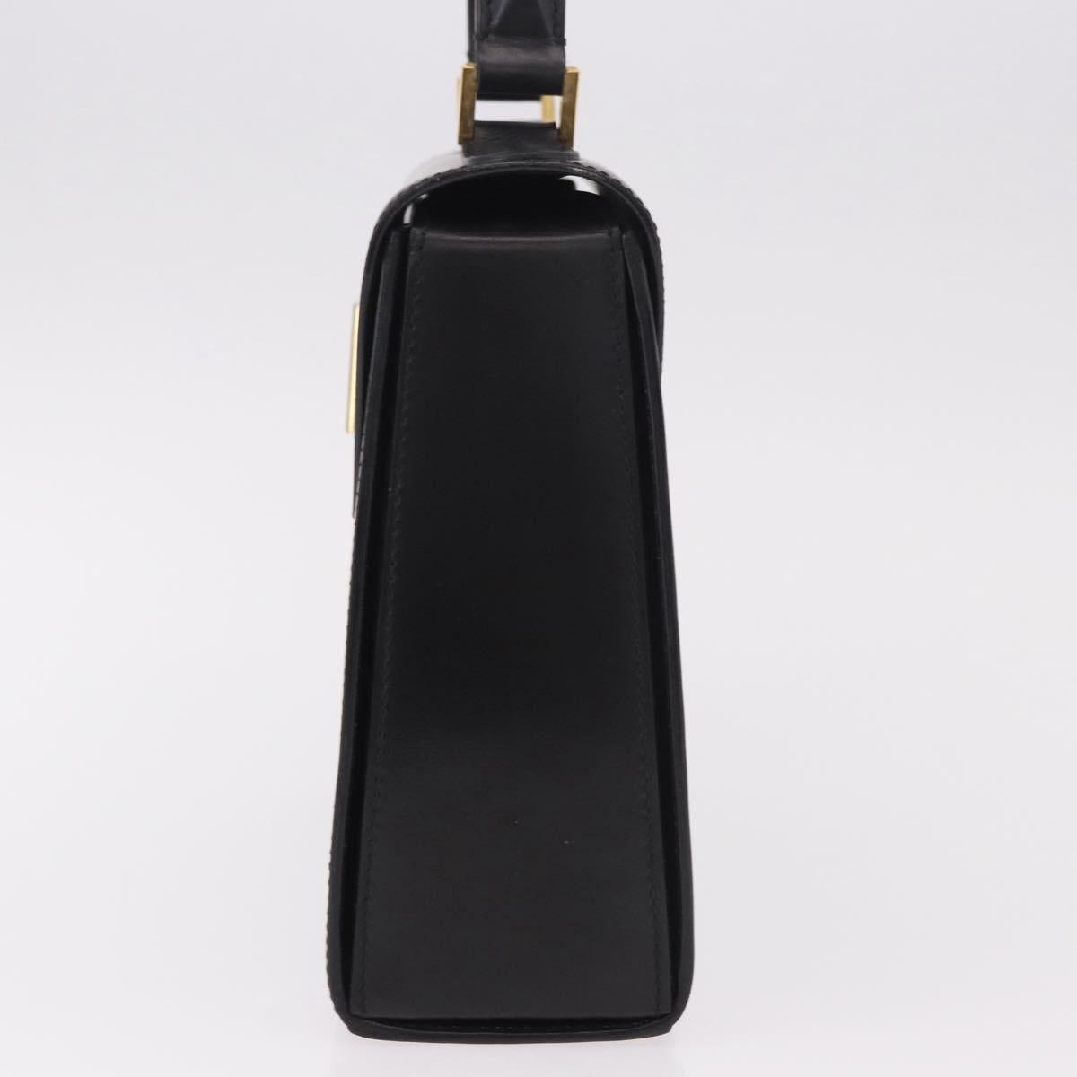 CELINE Hand Bag Leather Black Gold Auth 188999A