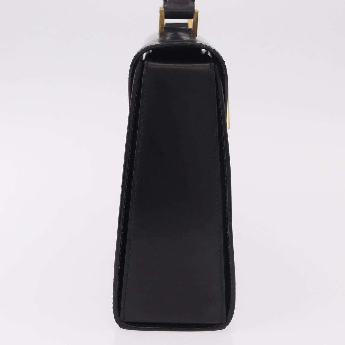 CELINE Hand Bag Leather Black Gold Auth 188999A