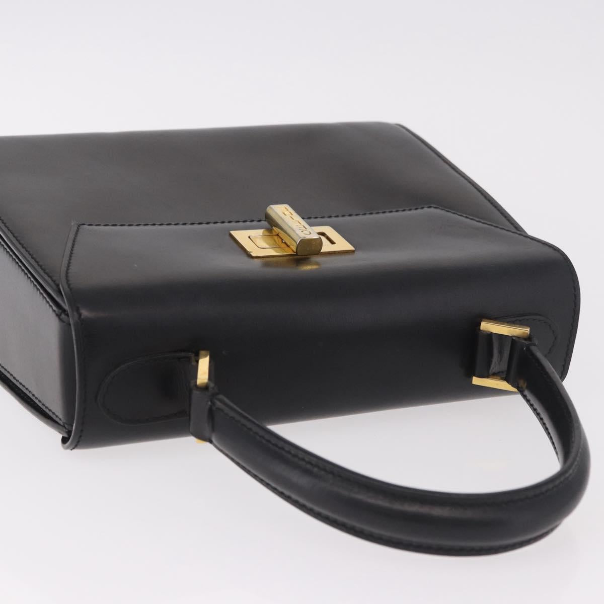 CELINE Hand Bag Leather Black Gold Auth 188999A