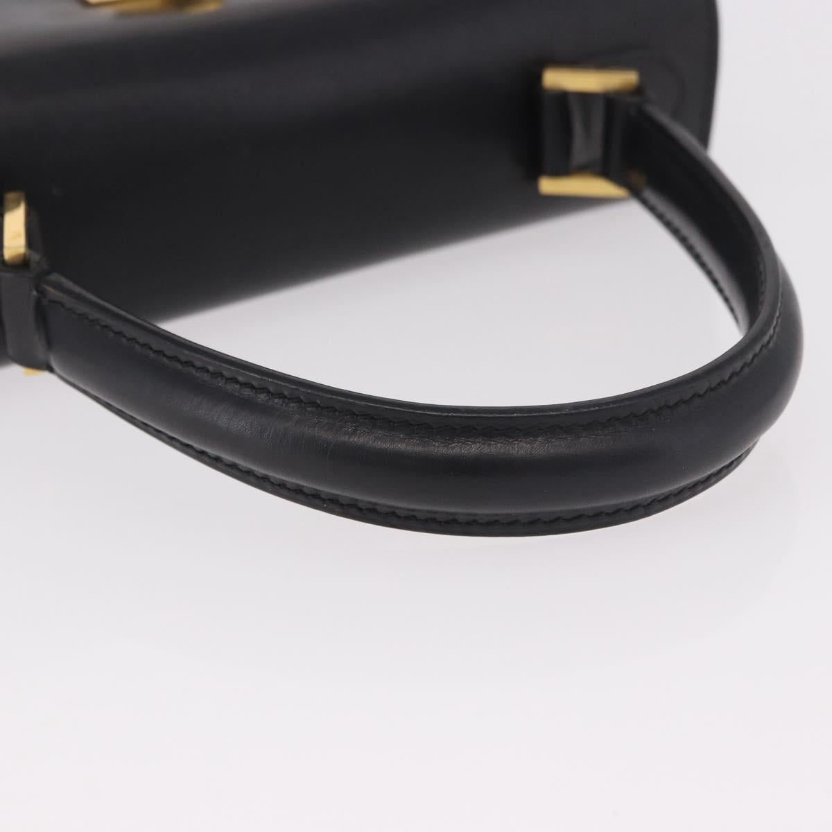 CELINE Hand Bag Leather Black Gold Auth 188999A