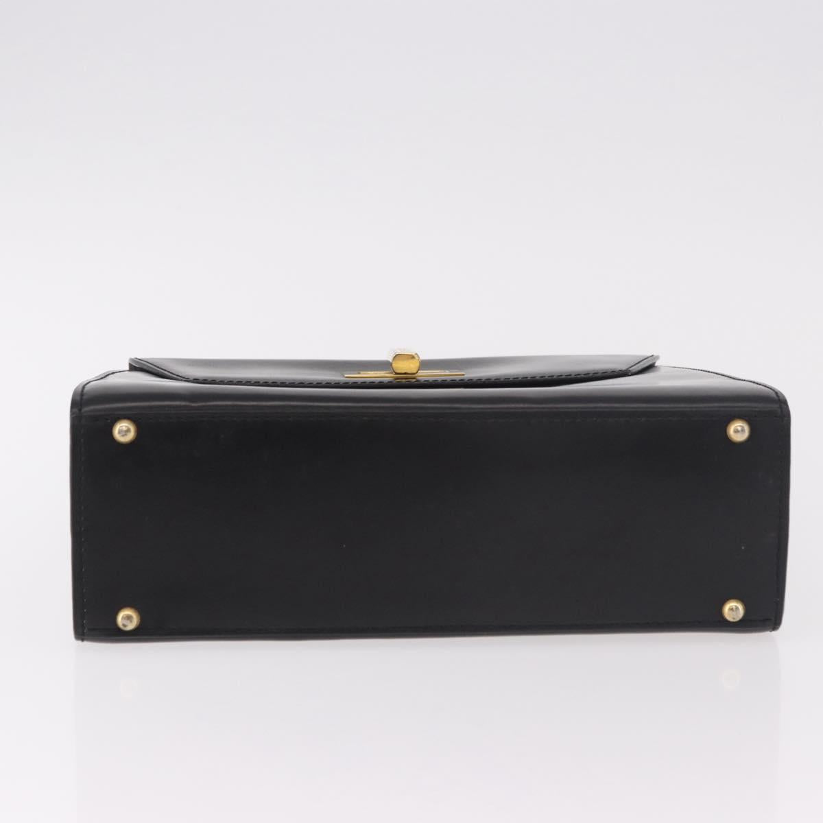 CELINE Hand Bag Leather Black Gold Auth 188999A