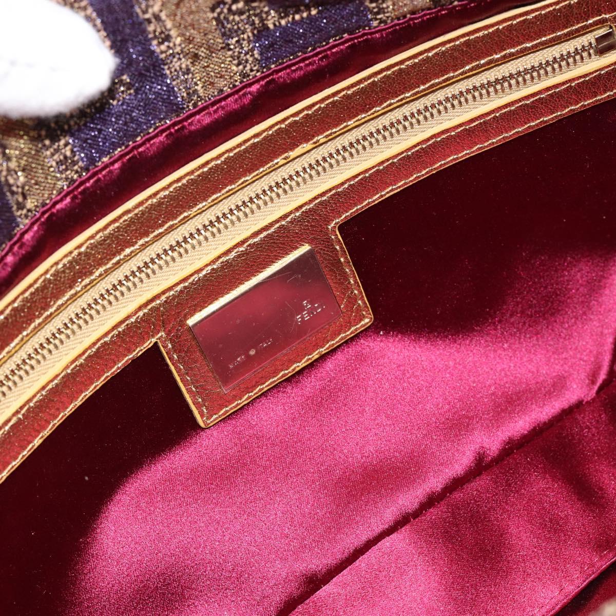 FENDI Zucca Canvas Mamma Baguette Shoulder Bag Purple Gold Auth 189005SAM