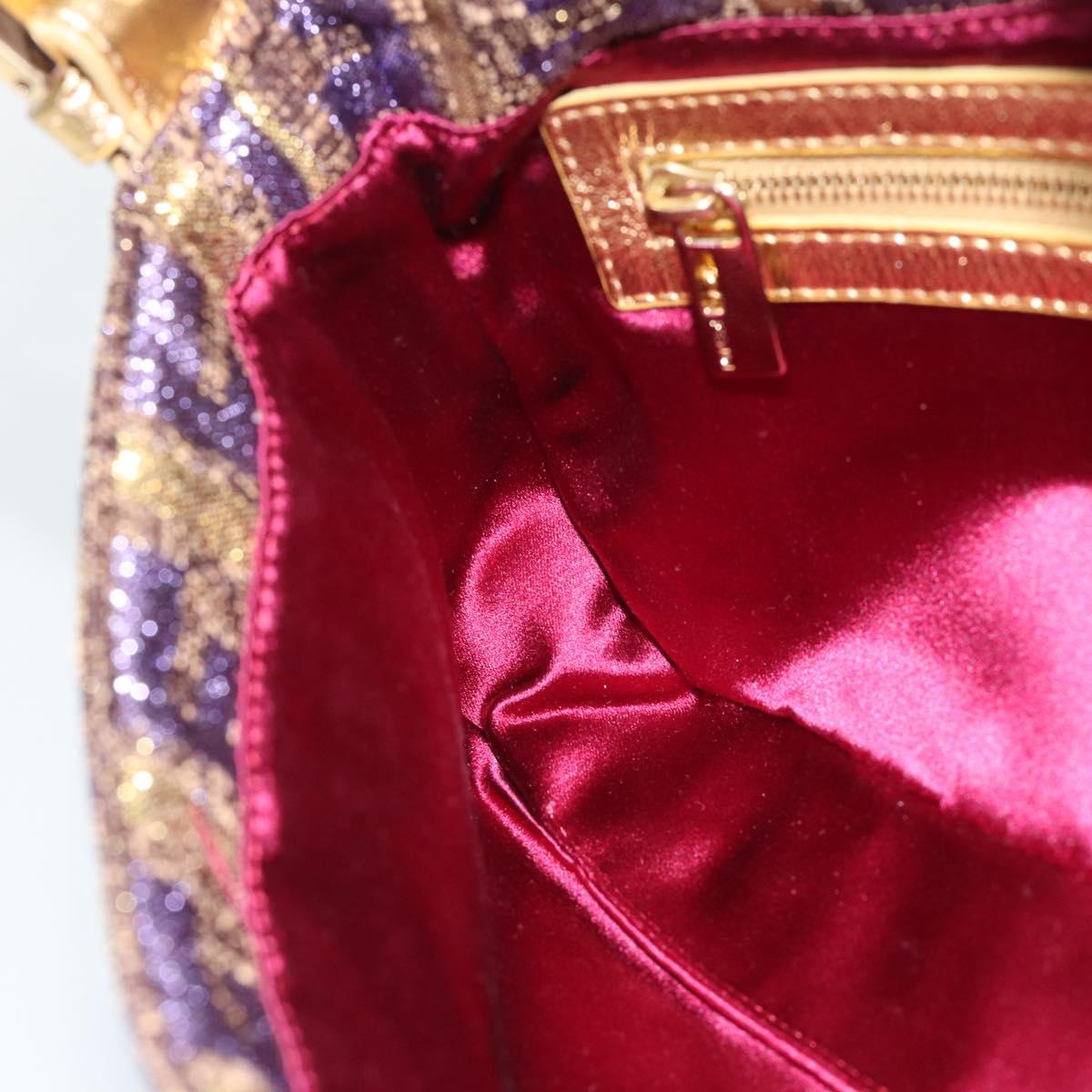 FENDI Zucca Canvas Mamma Baguette Shoulder Bag Purple Gold Auth 189005SAM