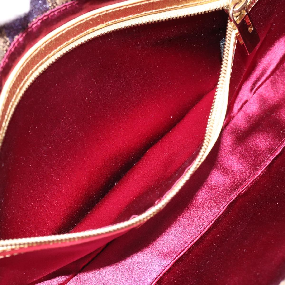 FENDI Zucca Canvas Mamma Baguette Shoulder Bag Purple Gold Auth 189005SAM