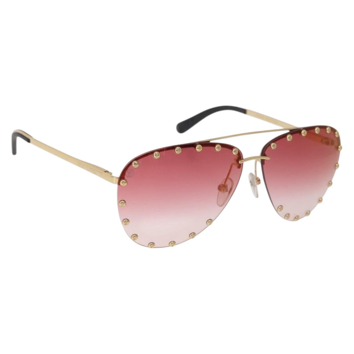 LOUIS VUITTON The Party Sunglasses metal Gold Tone Z2350U LV Auth 189007