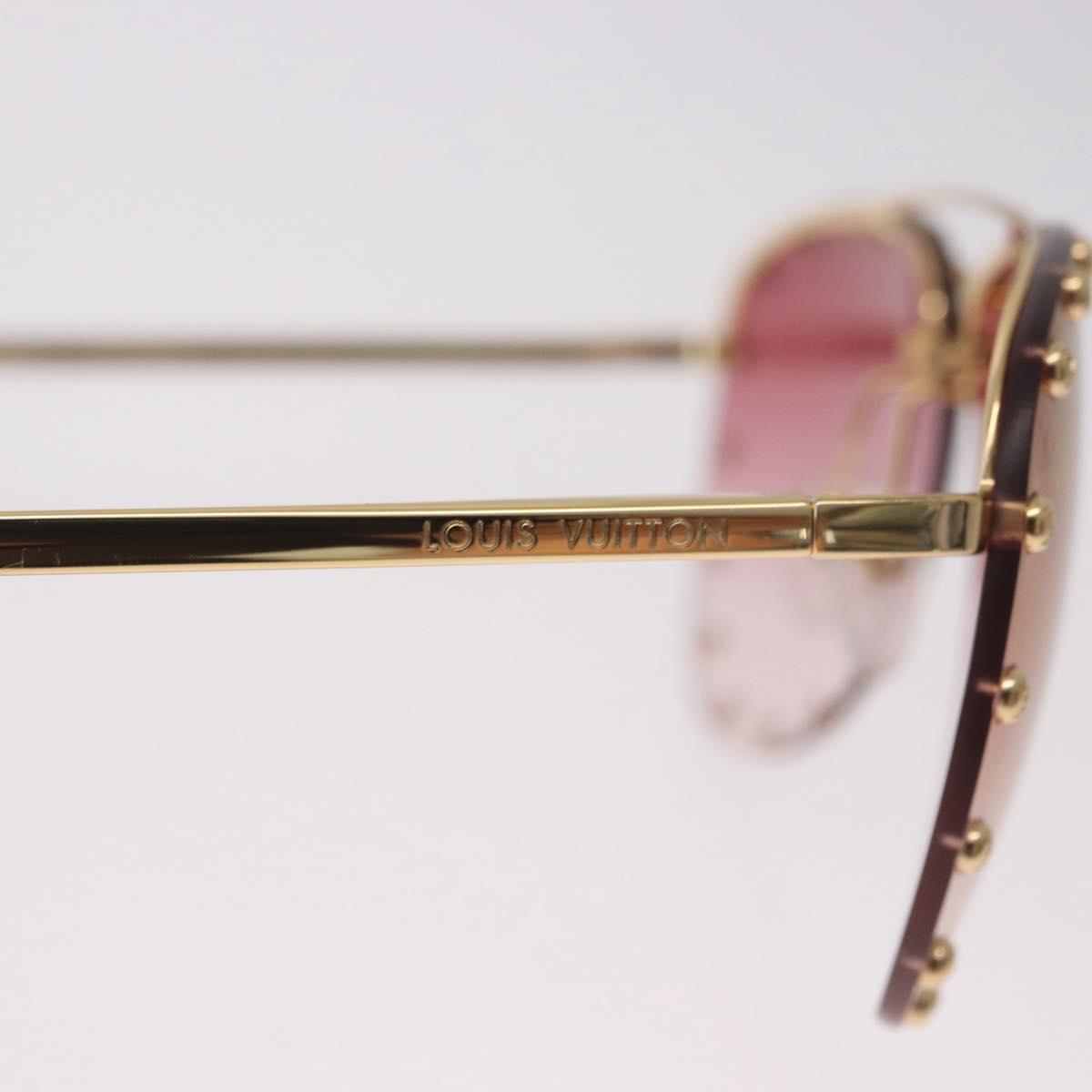 LOUIS VUITTON The Party Sunglasses metal Gold Tone Z2350U LV Auth 189007