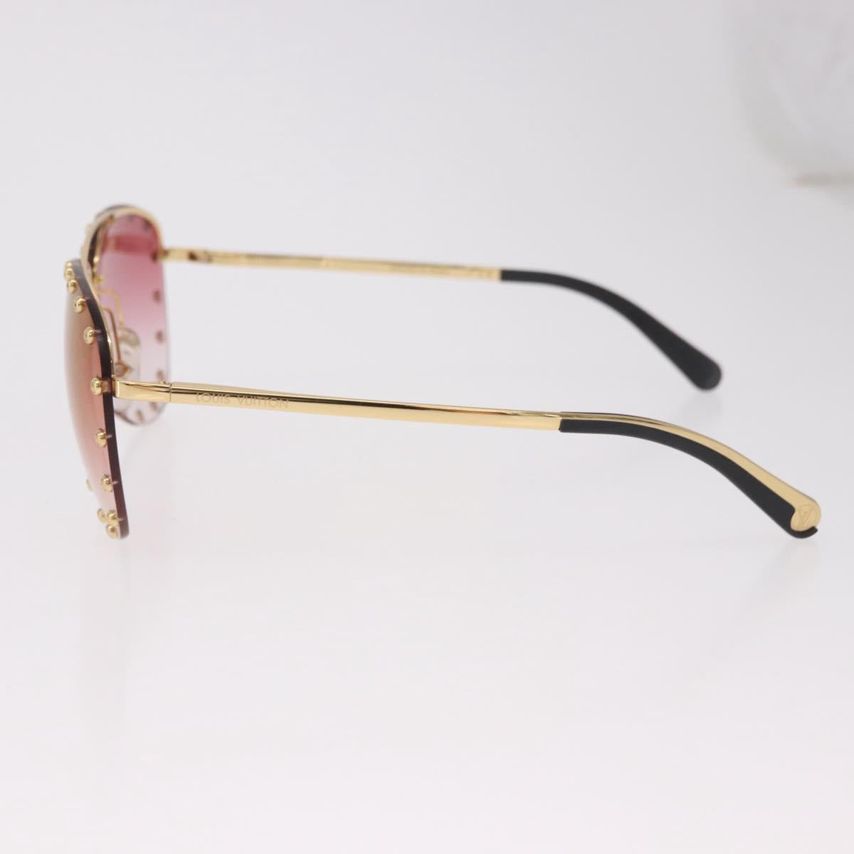 LOUIS VUITTON The Party Sunglasses metal Gold Tone Z2350U LV Auth 189007